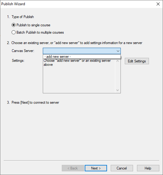 Select -add new server-