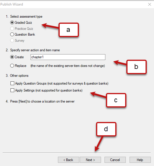 Options for quiz upload