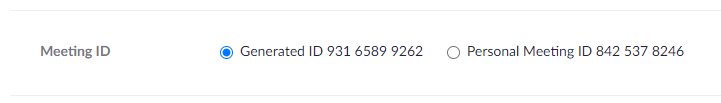 Meeting ID options