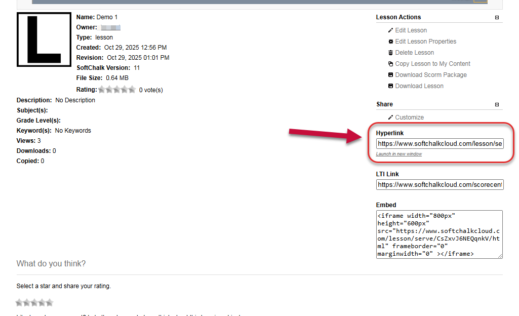 Copy link from SoftChalk Cloud