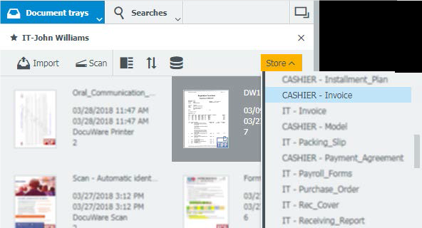 a screenshot of the document selection menu