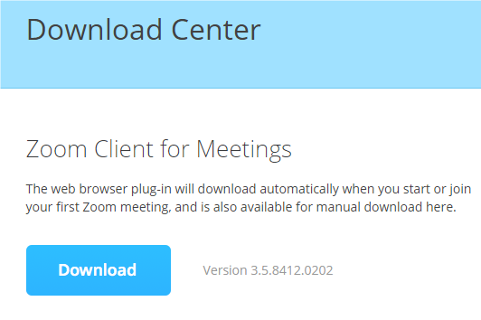 a screenshot of the Zoom download center