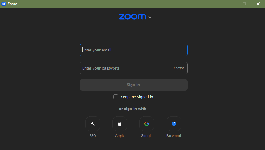 a screenshot of the Zoom Sign In options