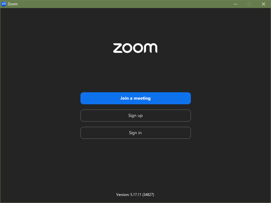 a screenshot of the Zoom main screen