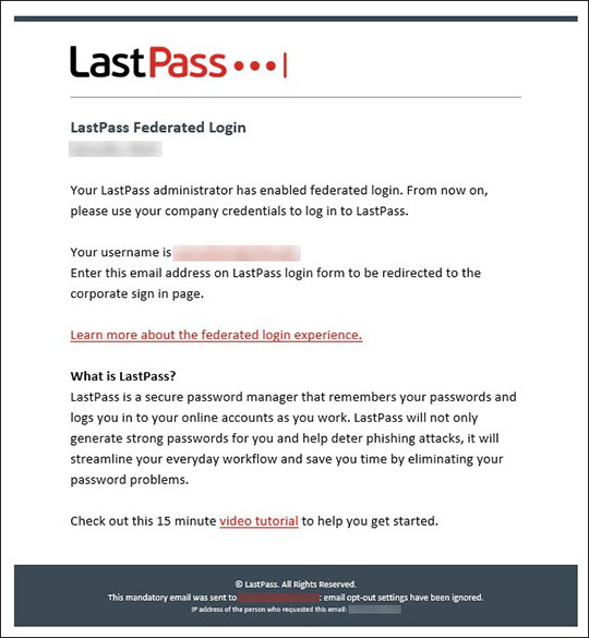 LastPass email confirmation