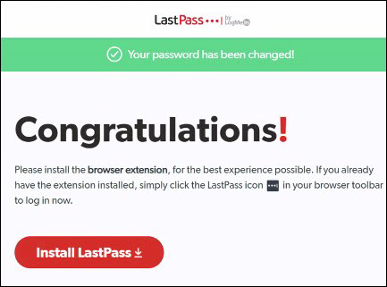 LastPass activation confirmation