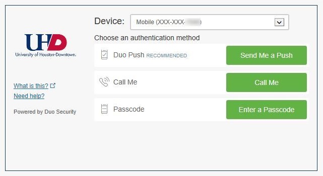 Duo Push 2-factor authentication screenshot