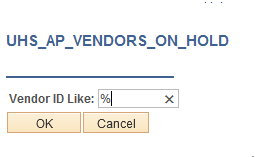 Vendor Hold List Screenshot