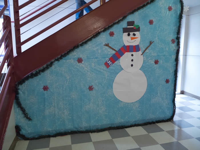 Snowman in stairwell