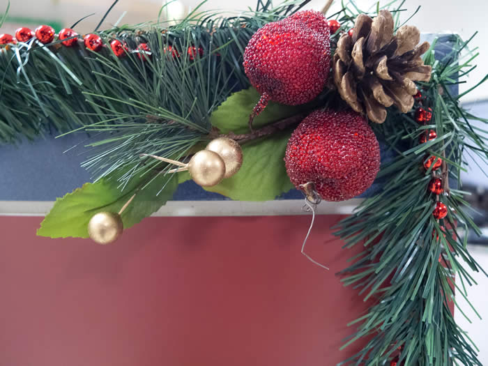 pine cones and garland