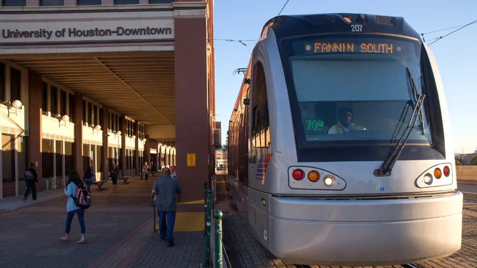 Lightrail station outside of the UHD main building on Main Street