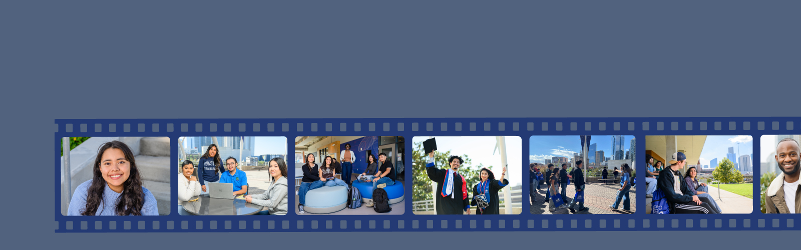 Spring Open House, March 21, 10am - 1pm, student photos in a film reel