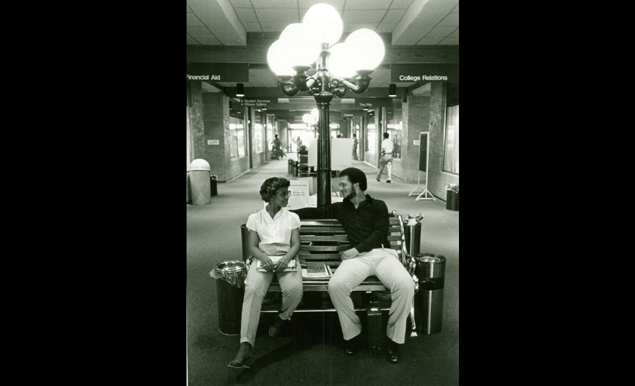 students take a break on the third floor in 1981