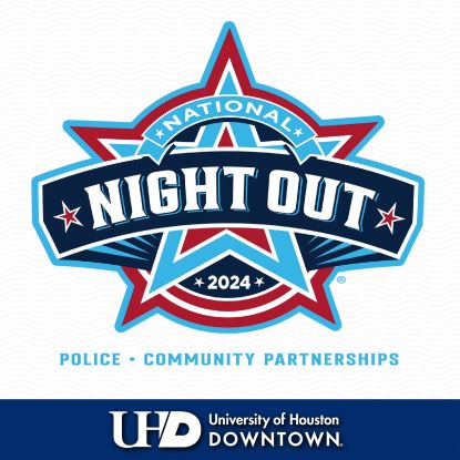UHD National Night Out logo -- it's a star on a white background with the words "National Night Out."ut" in white.
