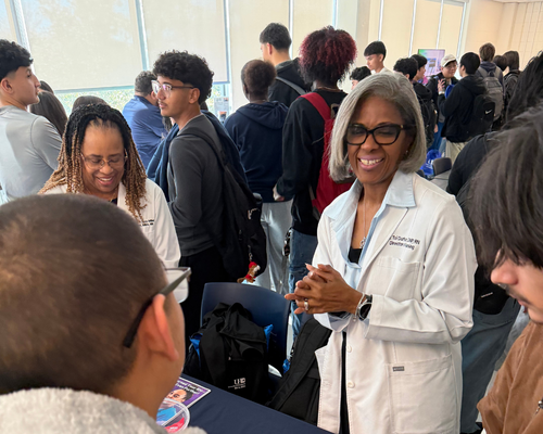 Students visit with University of Houston-Downtown's RN to BSN program at Bayou Bound located at San Jacinto College South