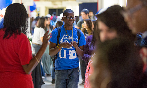 students walking in the hall