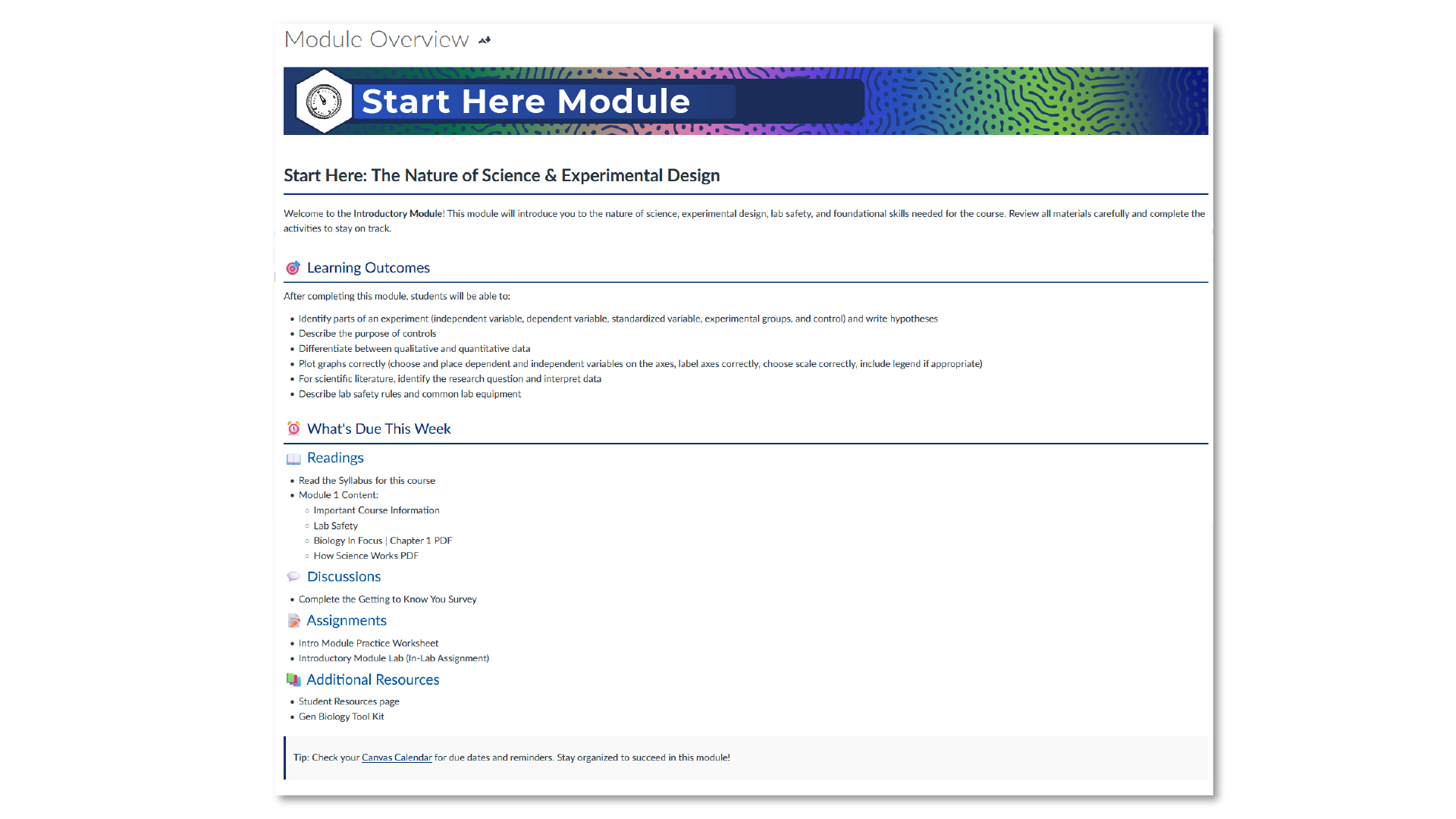Module Overview Page Module Overview Page