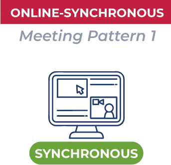 Online-Synchronous Meeting Pattern 1 graphic.  Online with schedule time.