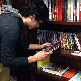 Student browsing the video library.