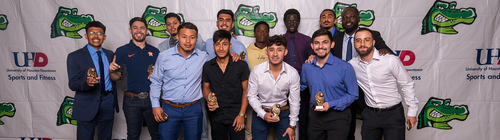 Group shot of students with awards.