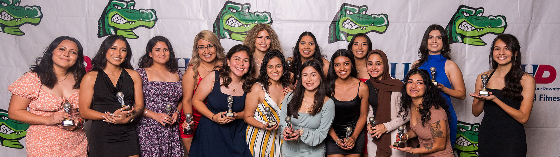 Group shot of students with awards.