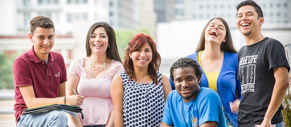 Group of diverse students.