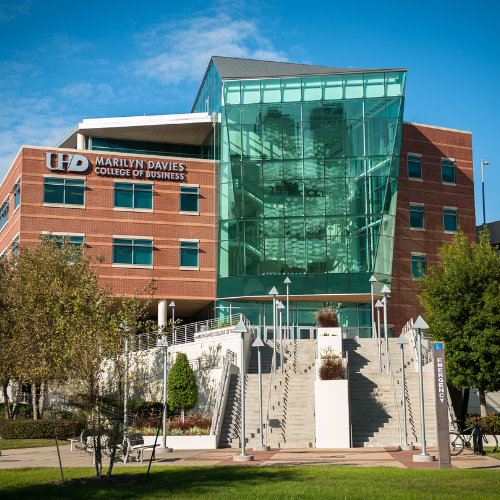 Exterior of Marilyn Davies College of Business at the University of Houston-Downtown in Houston, Texas
