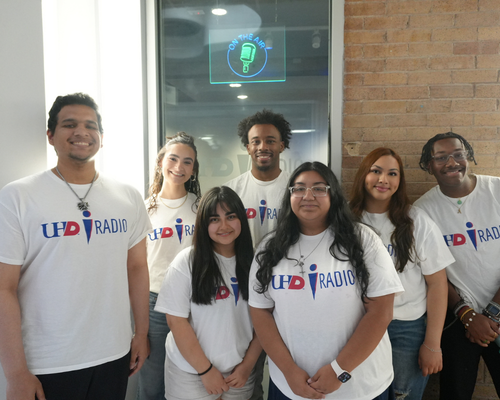 Seven student members of the university of houston-downtown's student broadcast iRadio