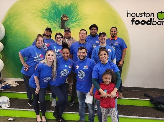 Student organization group photo at Houston Food Bank