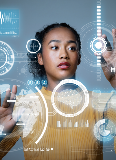 person working on a touch screen computer