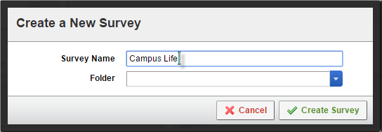 a screenshot of the create a new survey dialog box