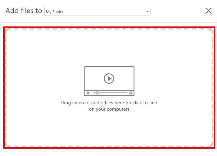 Add files to window, on it the area where a user can drag & drop files or click to upload files is highlighted by a red box.