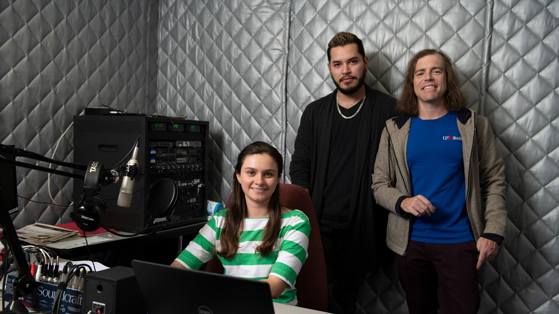 Group of iRadio Students in the studio.